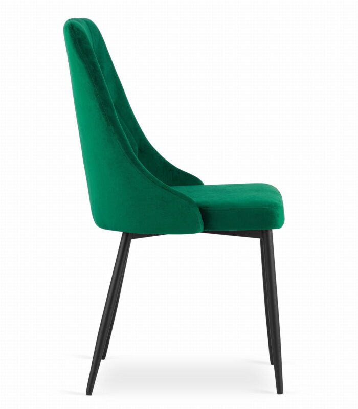 chaise komodee FAENZA en velours vert foncé rembourrée avec des pieds en métal pour salon, bureau, chambre à coucher, charge jusqu’à 110 kg – Image 3