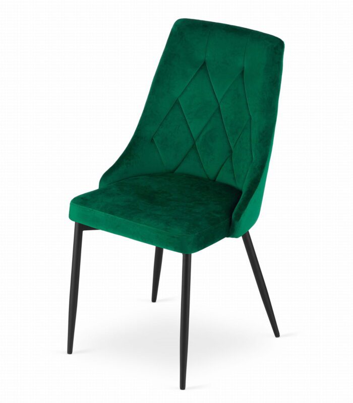 chaise komodee FAENZA en velours vert foncé rembourrée avec des pieds en métal pour salon, bureau, chambre à coucher, charge jusqu’à 110 kg – Image 7