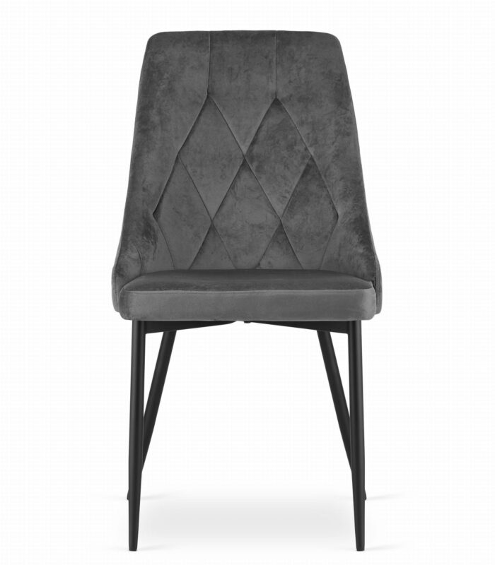 komodee FAENZA chaise gris foncé rembourrée avec pieds en métal velours pour salon, bureau, chambre à coucher, dimensions 49x94x61 cm, charge jusqu’à 110 kg – Image 2