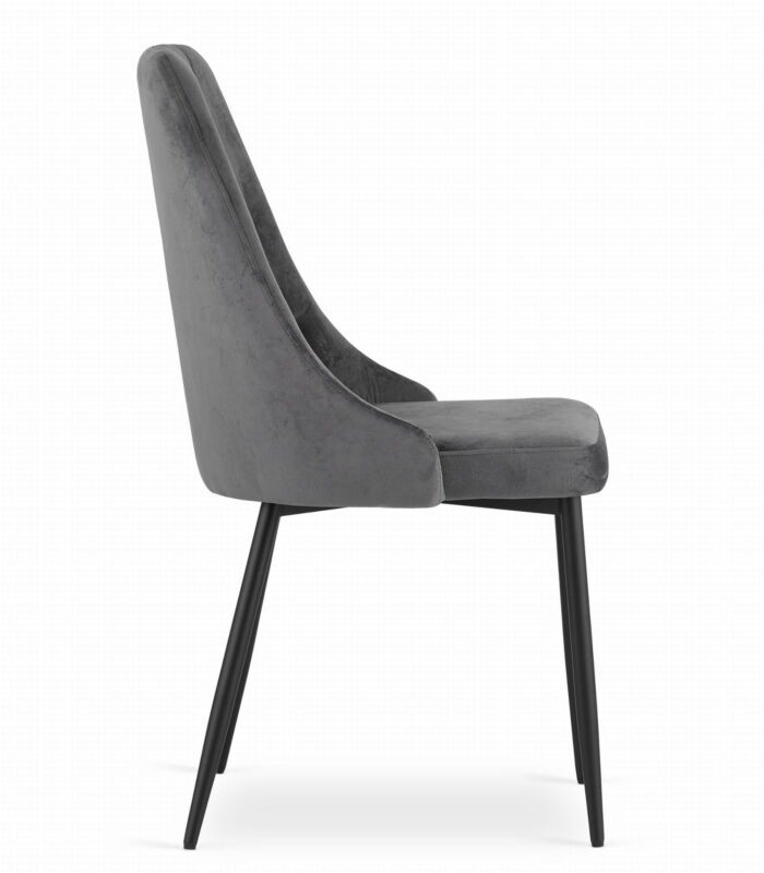 komodee FAENZA chaise gris foncé rembourrée avec pieds en métal velours pour salon, bureau, chambre à coucher, dimensions 49x94x61 cm, charge jusqu’à 110 kg – Image 3