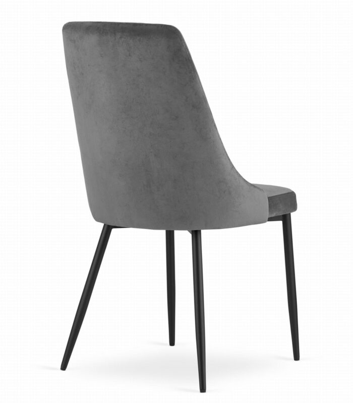 komodee FAENZA chaise gris foncé rembourrée avec pieds en métal velours pour salon, bureau, chambre à coucher, dimensions 49x94x61 cm, charge jusqu’à 110 kg – Image 4