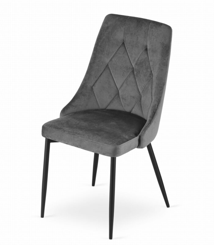 komodee FAENZA chaise gris foncé rembourrée avec pieds en métal velours pour salon, bureau, chambre à coucher, dimensions 49x94x61 cm, charge jusqu’à 110 kg – Image 7
