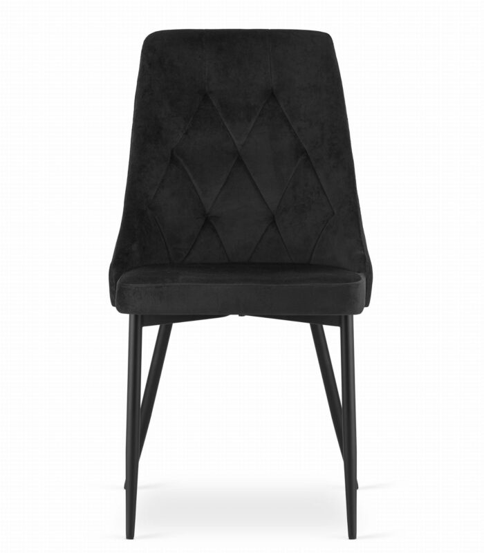 chaise komodee FAENZA velours noir pieds rembourrés en métal pour salon, bureau, chambre à coucher, dimensions 49x94x61 cm, charge jusqu’à 110 kg – Image 2