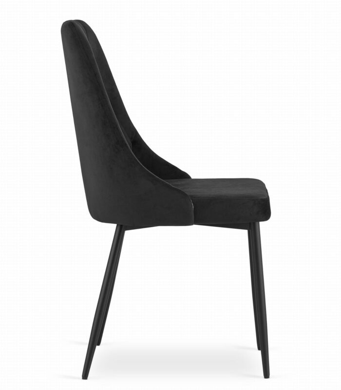 chaise komodee FAENZA velours noir pieds rembourrés en métal pour salon, bureau, chambre à coucher, dimensions 49x94x61 cm, charge jusqu’à 110 kg – Image 3