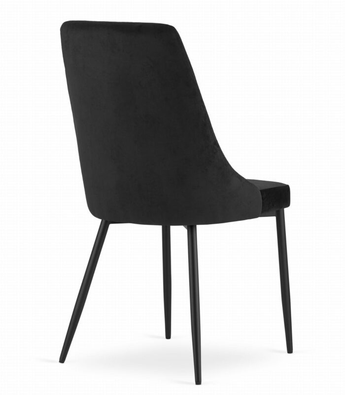 chaise komodee FAENZA velours noir pieds rembourrés en métal pour salon, bureau, chambre à coucher, dimensions 49x94x61 cm, charge jusqu’à 110 kg – Image 4