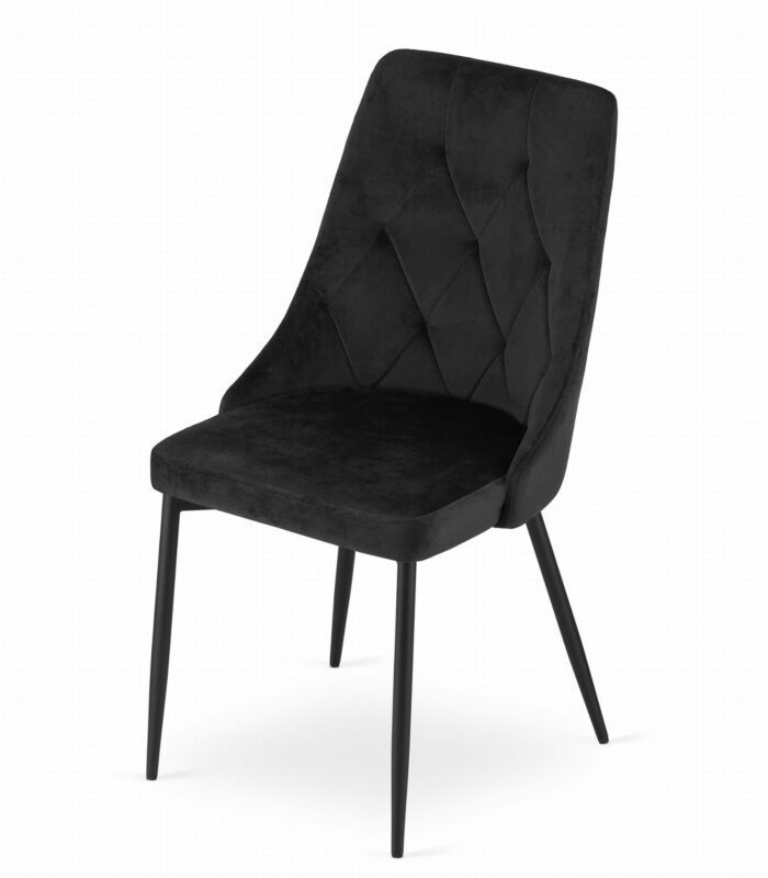 chaise komodee FAENZA velours noir pieds rembourrés en métal pour salon, bureau, chambre à coucher, dimensions 49x94x61 cm, charge jusqu’à 110 kg – Image 7