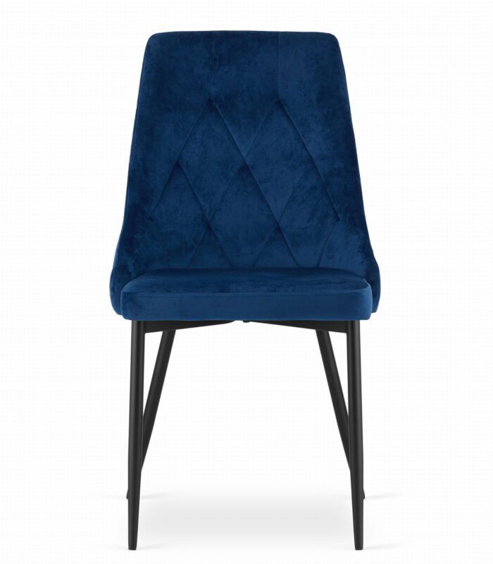 chaise komodee FAENZA velours bleu marine pieds en métal rembourré pour salon, bureau, chambre à coucher, charge jusqu’à 110 kg, dimensions 49x94x61 cm – Image 2