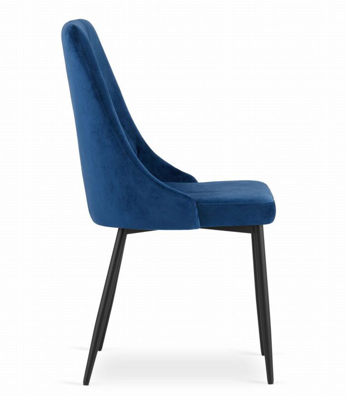chaise komodee FAENZA velours bleu marine pieds en métal rembourré pour salon, bureau, chambre à coucher, charge jusqu’à 110 kg, dimensions 49x94x61 cm – Image 3