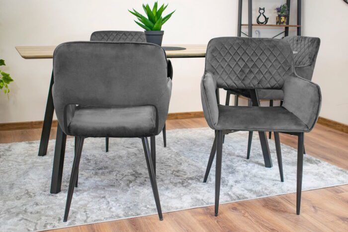 ATRANI komodee chaise en velours gris foncé pieds rembourrés, 58x83x56 cm, pour salon, salle à manger, étude, max. Capacité de charge 110 kg – Image 6