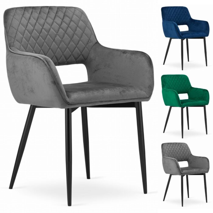 ATRANI komodee chaise en velours gris foncé pieds rembourrés, 58x83x56 cm, pour salon, salle à manger, étude, max. Capacité de charge 110 kg – Image 8