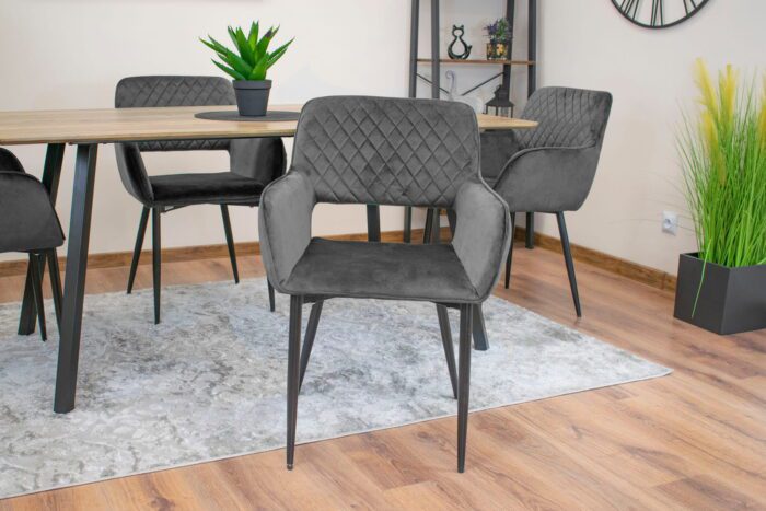ATRANI komodee chaise en velours gris foncé pieds rembourrés, 58x83x56 cm, pour salon, salle à manger, étude, max. Capacité de charge 110 kg – Image 9