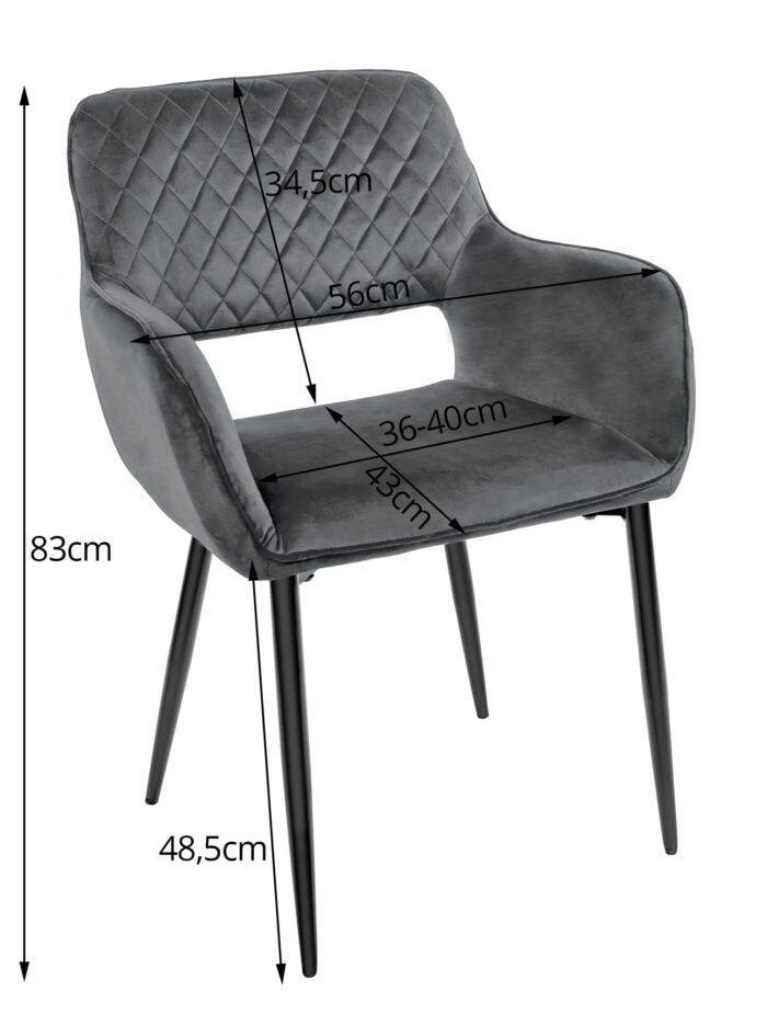 chaise komodee ATRANI velours vert matelassé, pieds en métal, pour salon, salle à manger, bureau, charge maximale 110 kg, dimensions 58x83x56 cm – Image 7