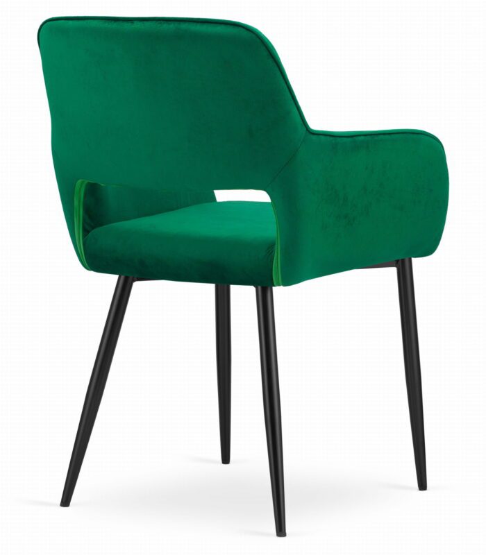 chaise komodee ATRANI velours vert matelassé, pieds en métal, pour salon, salle à manger, bureau, charge maximale 110 kg, dimensions 58x83x56 cm – Image 4