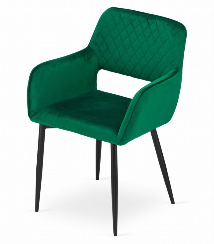 chaise komodee ATRANI velours vert matelassé, pieds en métal, pour salon, salle à manger, bureau, charge maximale 110 kg, dimensions 58x83x56 cm – Image 9