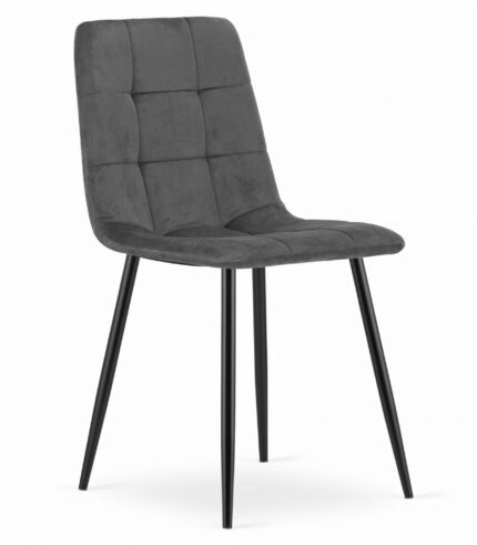 komodee krzesło CARA ciemnoszare welur z metalowymi nogami do salonu, biura, sypialni, wymiary 45x87x51 cm, obciążenie 110 kg