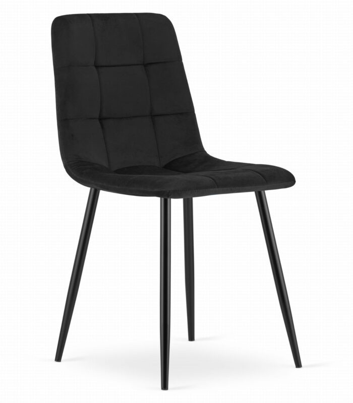 komodee krzesło CARA czarne welurowe tapicerowane metalowe nogi do salonu, biura, gabinetu, obciążenie do 110 kg, wymiary 45x87x51 cm - obrazek 1
