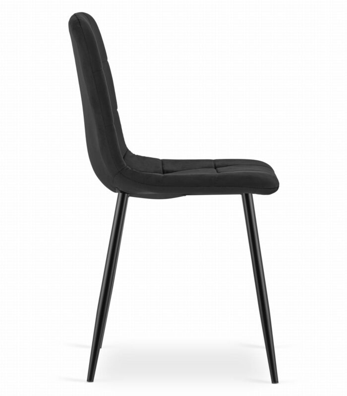 komodee krzesło CARA czarne welurowe tapicerowane metalowe nogi do salonu, biura, gabinetu, obciążenie do 110 kg, wymiary 45x87x51 cm - obrazek 3