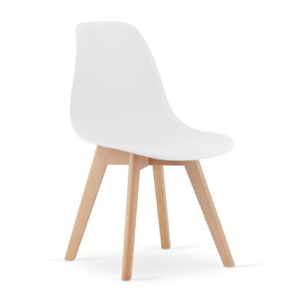 CHIETI chaise commode blanche avec pieds en hêtre pour salon, bureau, salle à manger, dimensions 46x80x55 cm, montage facile