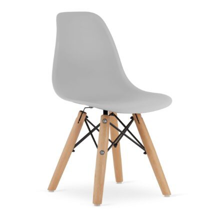 komodee krzesło PAVIA, szare, z ergonomią, drewniane nogi bukowe, do pokoju dziecięcego, wymiary 57x31x35 cm, obciążenie do 110 kg
