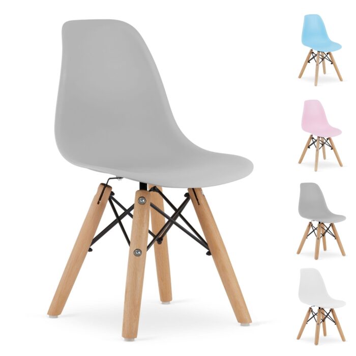 komodee krzesło PAVIA, szare, z ergonomią, drewniane nogi bukowe, do pokoju dziecięcego, wymiary 57x31x35 cm, obciążenie do 110 kg - obrazek 5