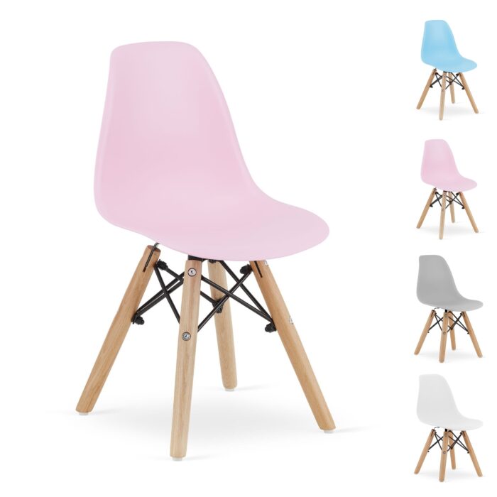 Chaise PAVIA rose komodee pour chambre d’enfant avec pieds en hêtre, dimensions 31x57x35 cm, max. Charge de 110 kg, montage facile – Image 8
