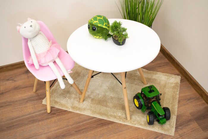 Chaise PAVIA rose komodee pour chambre d’enfant avec pieds en hêtre, dimensions 31x57x35 cm, max. Charge de 110 kg, montage facile – Image 5