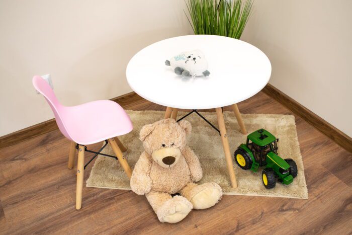 Chaise PAVIA rose komodee pour chambre d’enfant avec pieds en hêtre, dimensions 31x57x35 cm, max. Charge de 110 kg, montage facile – Image 10