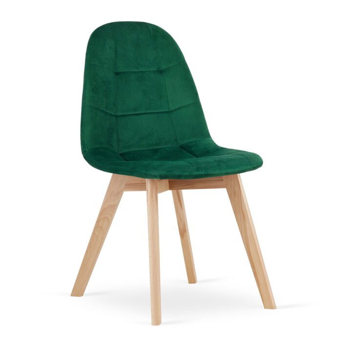 komodee krzesło BORGIA ciemna zieleń aksamit drewniane nogi do salonu, kuchni, sypialni i jadalni, wymiary 45x82x54 cm, obciążenie do 110 kg – Image 1
