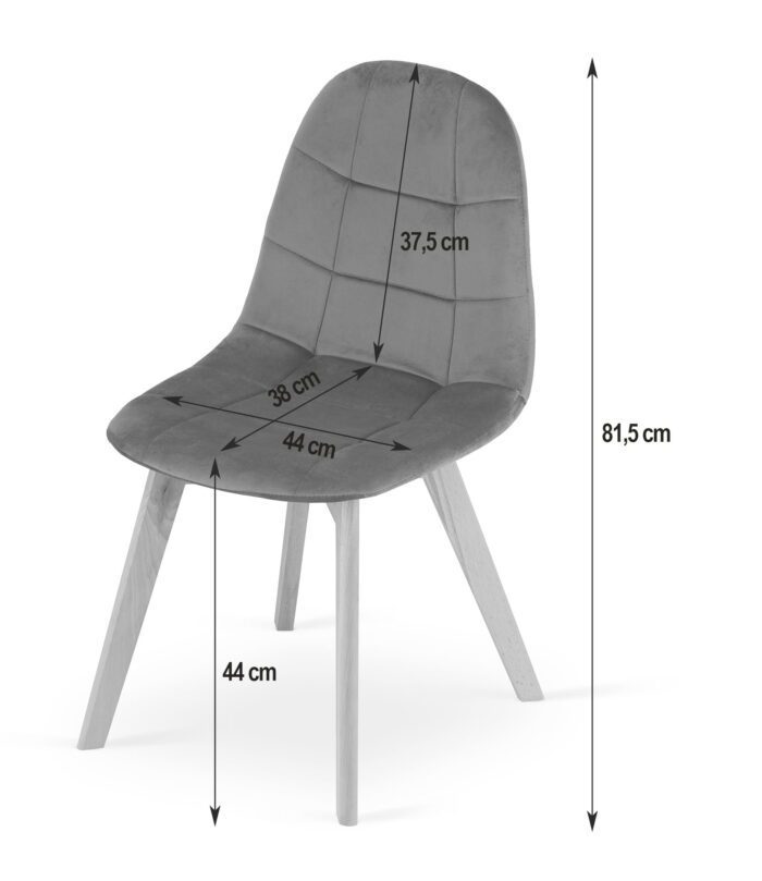komodee krzesło BORGIA ciemna zieleń aksamit drewniane nogi do salonu, kuchni, sypialni i jadalni, wymiary 45x82x54 cm, obciążenie do 110 kg – Image 5