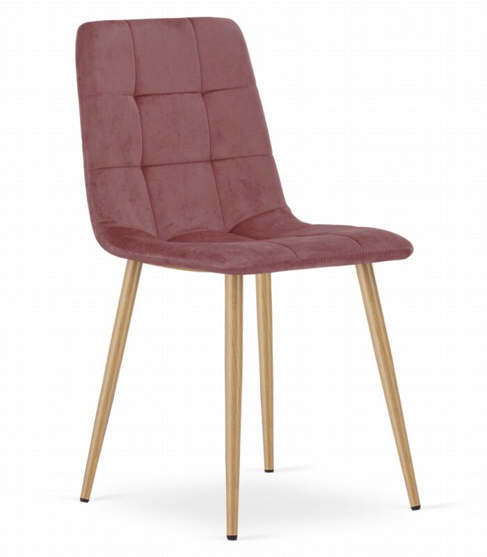komodee krzesło CARA różowe welurowe z metalowymi nogami do salonu, biura, sypialni, wymiary 45x87x51 cm, obciążenie do 110 kg – Image 1