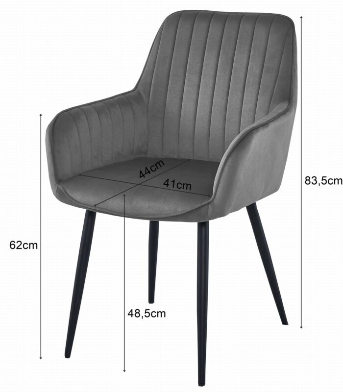 komodee krzesło SOLA różowe aksamitne z podłokietnikami czarne nogi do salonu, jadalni, sypialni, wymiary 55x84x46 cm, obciążenie 110 kg - obrazek 5
