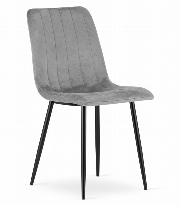 komodee krzesło VENOSA jasnoszare aksamit z metalowymi nogami 43x90x51 cm do salonu, gabinetu, sypialni, jadalni, obciążenie do 110 kg - obrazek 1