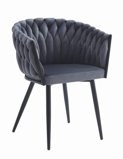 komodee Stuhl ORINO dunkelgrau Samt gepolstert, Metallgestell für Wohnzimmer, Esszimmer, Arbeitszimmer, maximale Belastung 110 kg, Abmessungen 61x79x55 cm