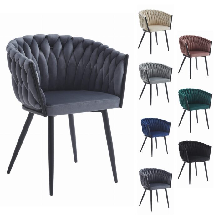 komodee Stuhl ORINO dunkelgrau Samt gepolstert, Metallgestell für Wohnzimmer, Esszimmer, Arbeitszimmer, maximale Belastung 110 kg, Abmessungen 61x79x55 cm – Bild 6