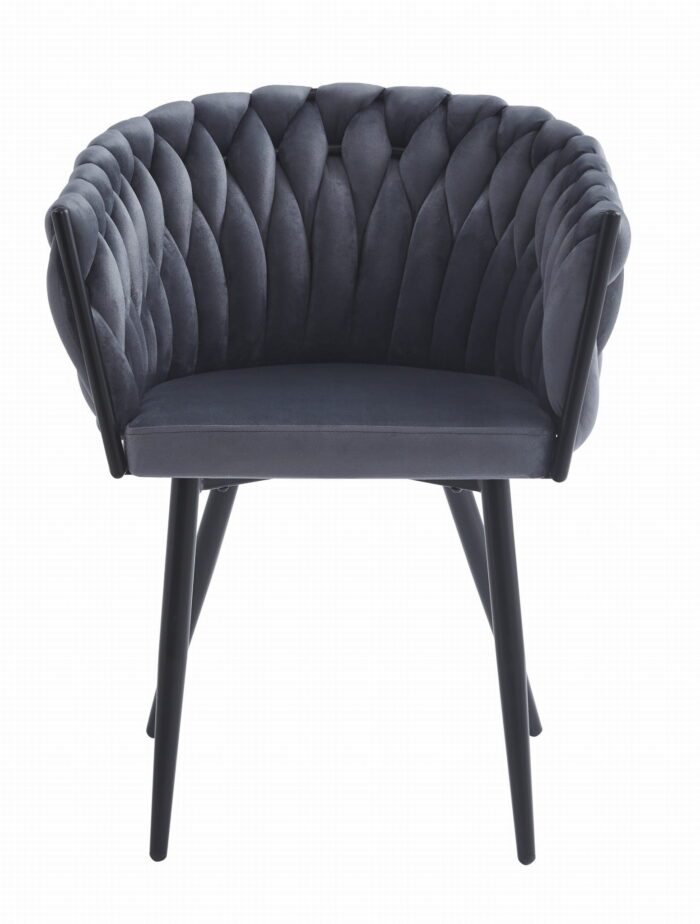 komodee Stuhl ORINO dunkelgrau Samt gepolstert, Metallgestell für Wohnzimmer, Esszimmer, Arbeitszimmer, maximale Belastung 110 kg, Abmessungen 61x79x55 cm – Bild 2
