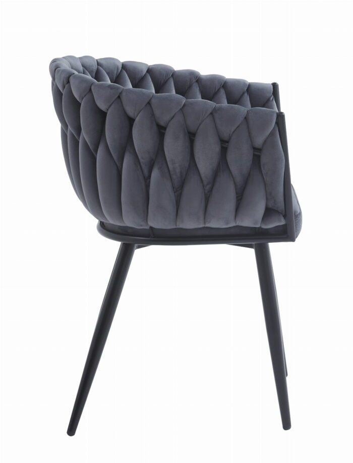 komodee Stuhl ORINO dunkelgrau Samt gepolstert, Metallgestell für Wohnzimmer, Esszimmer, Arbeitszimmer, maximale Belastung 110 kg, Abmessungen 61x79x55 cm – Bild 3