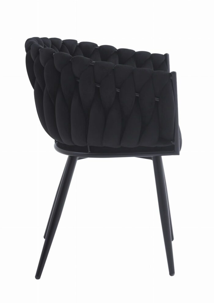 komodee Stuhl ORINO schwarzer Samt gepolstert mit Steppgestell aus Metall für Wohnzimmer, Arbeitszimmer, Esszimmer, Belastung bis 110 kg, Abmessungen 61x79x55 cm – Bild 3