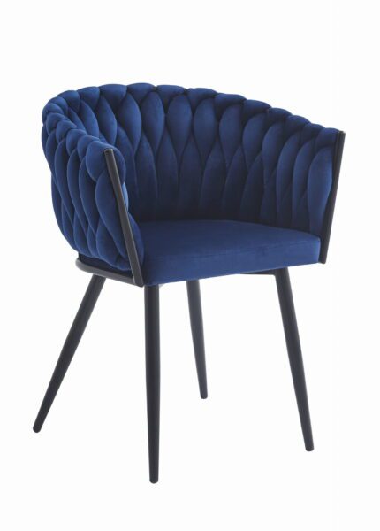 komodee ORINO chair navy blue velvet with quilting metal legs for living room, dining room, bedroom, load up to 110 kg, dimensions 61x79x55 cm
