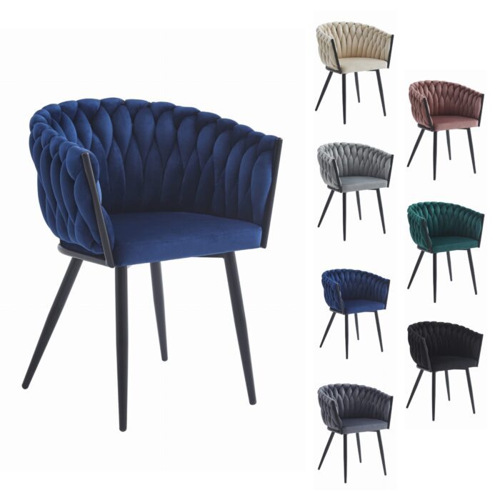 komodee ORINO Stuhl marineblauer Samt mit Steppbeinen aus Metall für Wohnzimmer, Esszimmer, Schlafzimmer, Belastung bis 110 kg, Abmessungen 61x79x55 cm – Bild 6
