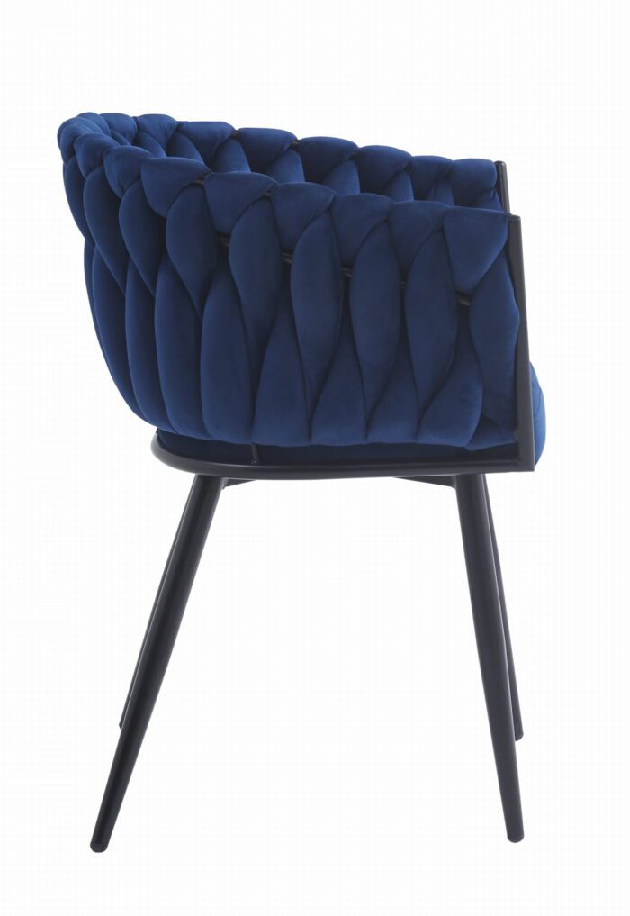 komodee ORINO Stuhl marineblauer Samt mit Steppbeinen aus Metall für Wohnzimmer, Esszimmer, Schlafzimmer, Belastung bis 110 kg, Abmessungen 61x79x55 cm – Bild 3