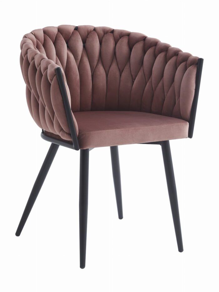 komodee Stuhl ORINO dunkelrosa Samt schwarze Beine für Wohnzimmer, Schlafzimmer, Esszimmer, Abmessungen 61x79x55 cm, Tragfähigkeit 110 kg – Bild 1
