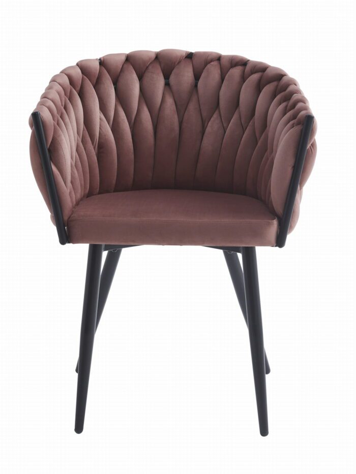 komodee Stuhl ORINO dunkelrosa Samt schwarze Beine für Wohnzimmer, Schlafzimmer, Esszimmer, Abmessungen 61x79x55 cm, Tragfähigkeit 110 kg – Bild 2