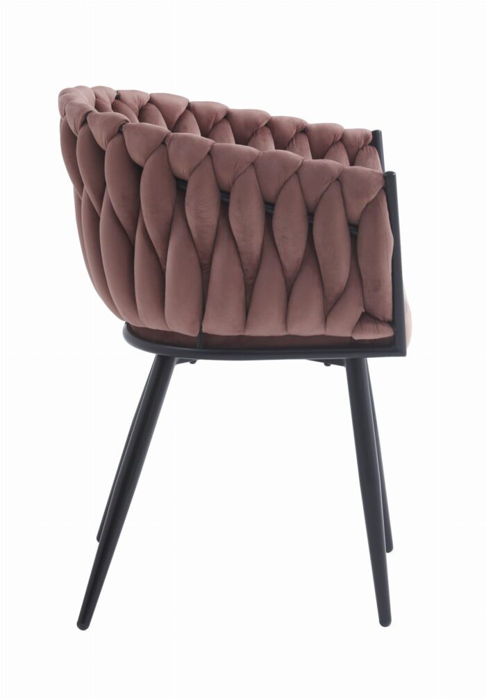 komodee Stuhl ORINO dunkelrosa Samt schwarze Beine für Wohnzimmer, Schlafzimmer, Esszimmer, Abmessungen 61x79x55 cm, Tragfähigkeit 110 kg – Bild 3