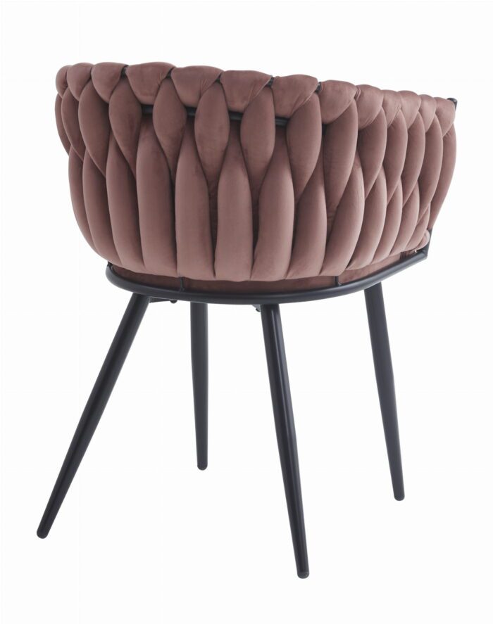 komodee Stuhl ORINO dunkelrosa Samt schwarze Beine für Wohnzimmer, Schlafzimmer, Esszimmer, Abmessungen 61x79x55 cm, Tragfähigkeit 110 kg – Bild 4