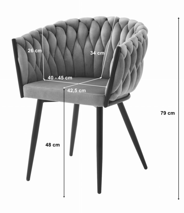 komodee krzesło ORINO beżowe aksamitne z czarnymi metalowymi nogami, wymiary 61x79x55 cm, do salonu, jadalni, biura, obciążenie do 110 kg - obrazek 5