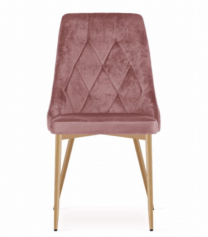 komodee FAENZA chaise en velours rose rembourrée, pieds en bois, pour salon, salle à manger, chambre à coucher, dimensions 49x94x61 cm, capacité de charge jusqu’à 110 kg – Image 2