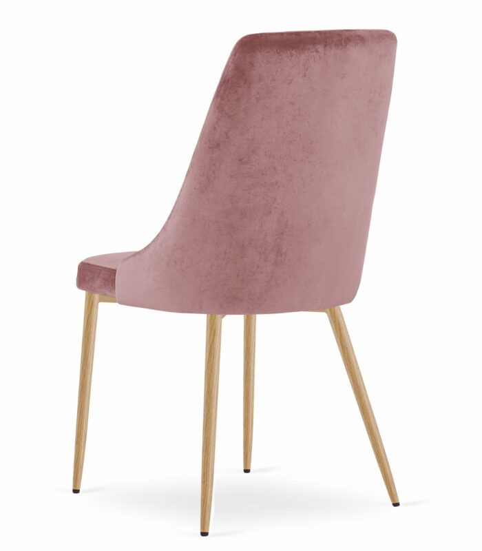 komodee FAENZA chaise en velours rose rembourrée, pieds en bois, pour salon, salle à manger, chambre à coucher, dimensions 49x94x61 cm, capacité de charge jusqu’à 110 kg – Image 4