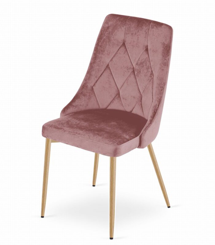 komodee FAENZA chaise en velours rose rembourrée, pieds en bois, pour salon, salle à manger, chambre à coucher, dimensions 49x94x61 cm, capacité de charge jusqu’à 110 kg – Image 7