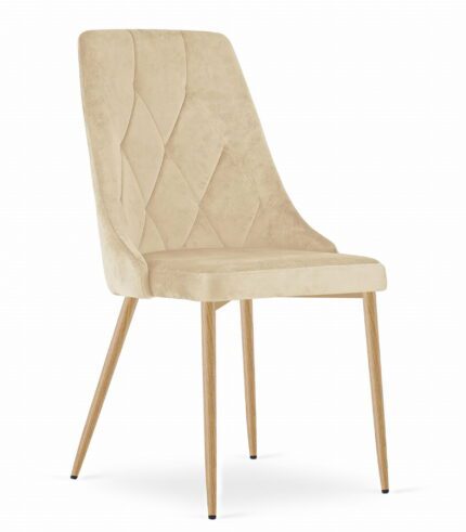 komodee FAENZA Stuhl hellbeige Samt gepolstert mit Armlehnen Metallbeine für Wohnzimmer, Esszimmer, Schlafzimmer, Größe 49x94x61 cm, Tragfähigkeit 110 kg