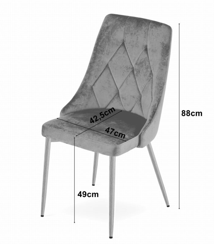 komodee FAENZA Stuhl hellbeige Samt gepolstert mit Armlehnen Metallbeine für Wohnzimmer, Esszimmer, Schlafzimmer, Größe 49x94x61 cm, Tragfähigkeit 110 kg – Bild 5